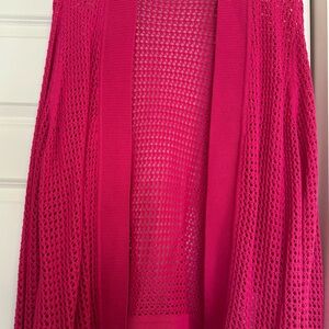 Kasper Fuchsia Open Knit Cardigan